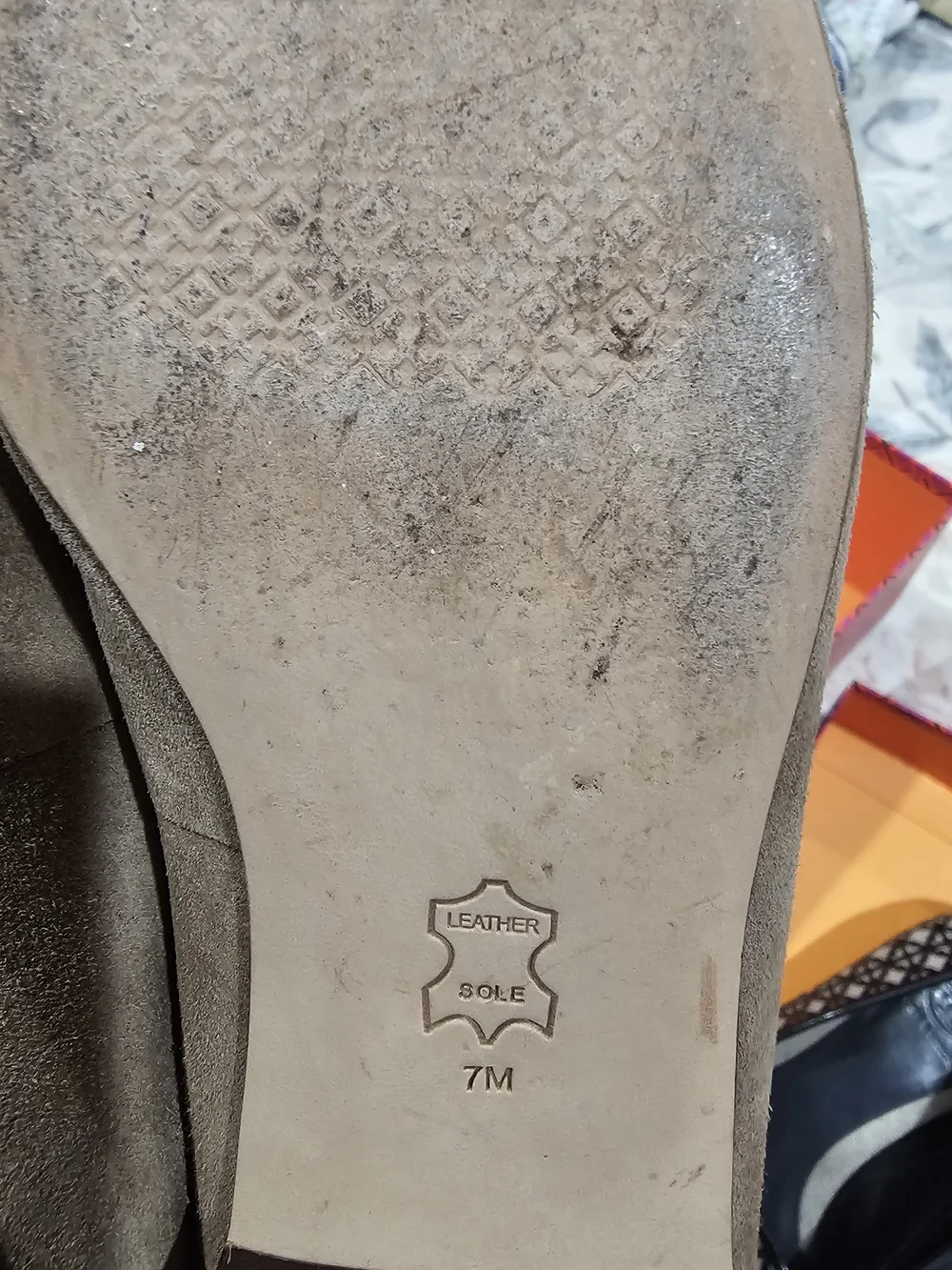 Tory Burch Gray Suede Logo Loafers